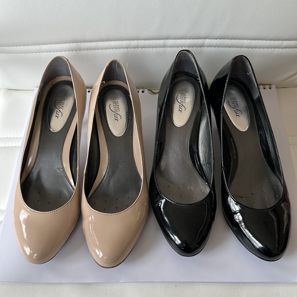Two pairs of Alfani size 7 almond toe pumps